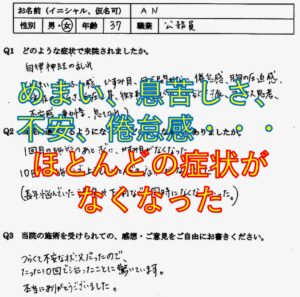 めまい、息苦しさ、不安、倦怠感などの自律神経失調症の症状が楽になった福岡県春日市の方の口コミ