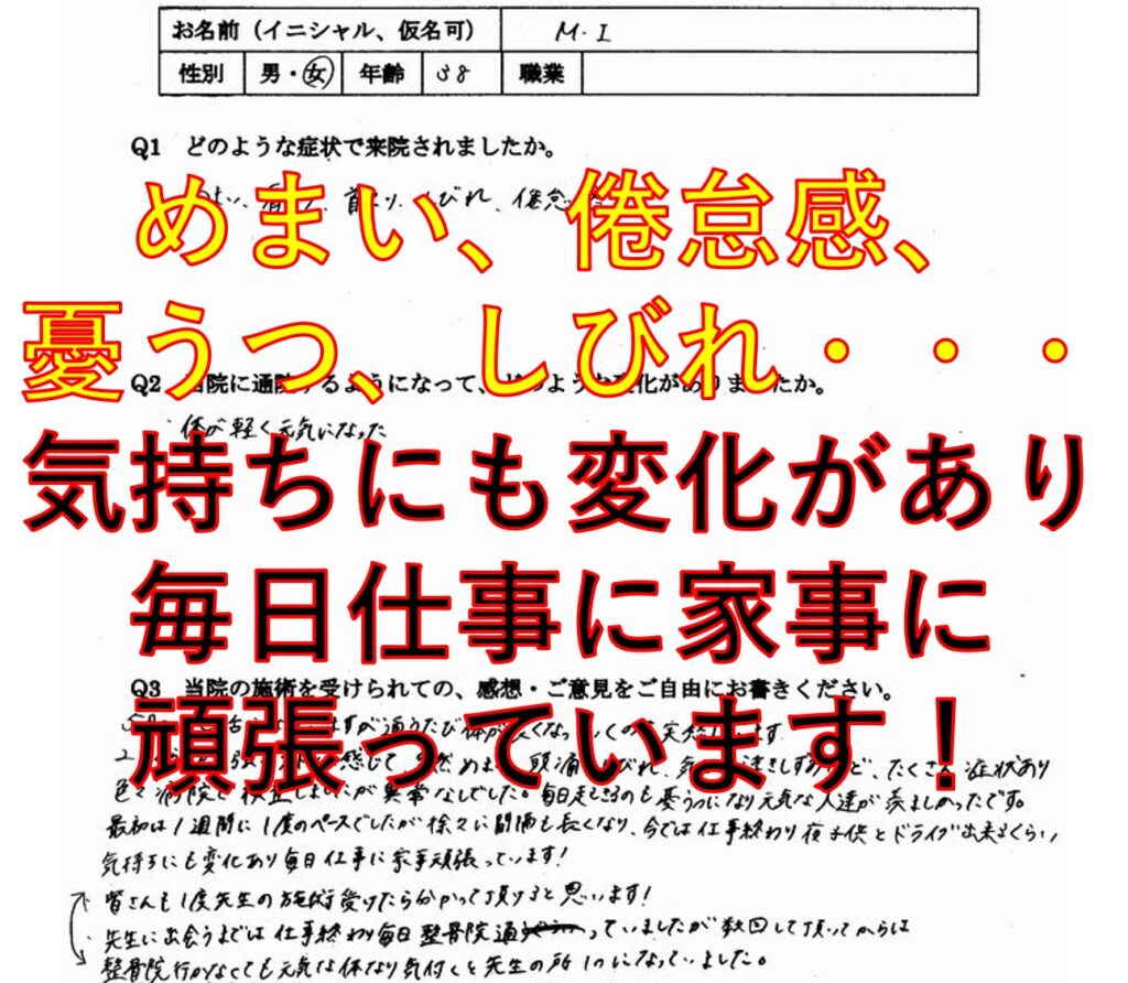 自律神経失調症、めまい、倦怠感、憂うつのある那珂川市の方の口コミ