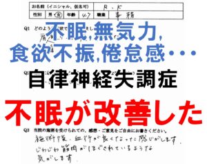 不眠、無気力、憂うつ、不安、倦怠感、食欲不振などの自律神経失調症の糟屋郡志免町の方の口コミ