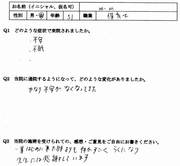 不安、動悸、頭痛、倦怠感、不眠、アトピーのある糟屋郡志免町の方の口コミ