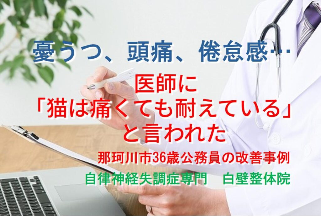 頭痛、耳のつまり、倦怠感、うつ症状などが整体で楽になった那珂川市の方が受診した医師のイメージ画像