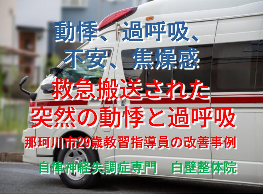 動悸、過呼吸、不安、焦燥感などのパニックの症状が整体で楽になった那珂川市の方が乗った救急車のイメージ画像