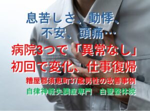 息苦しさ、動悸、頭痛、げっぷなどの自律神経失調症の症状が整体で楽になった糟屋郡須恵町の方のイメージ画像