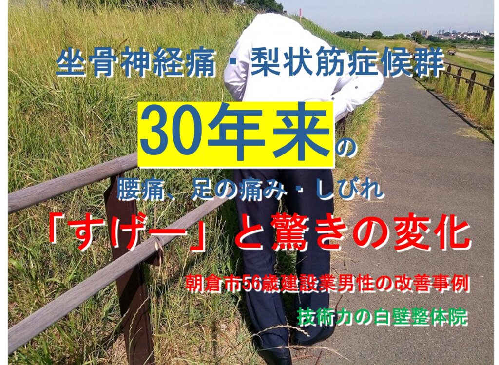 梨状筋症候群、坐骨神経痛、腰痛が整体で楽になった朝倉市の方の腰を痛がるイメージ画像
