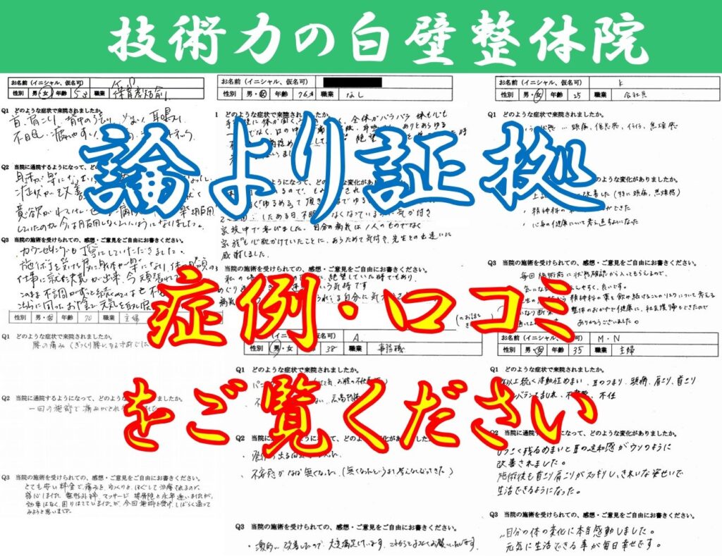 白壁整体院の複数の口コミ